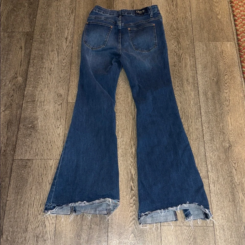 Grace Dark Blue Flare Jeans - Picture 2 of 9